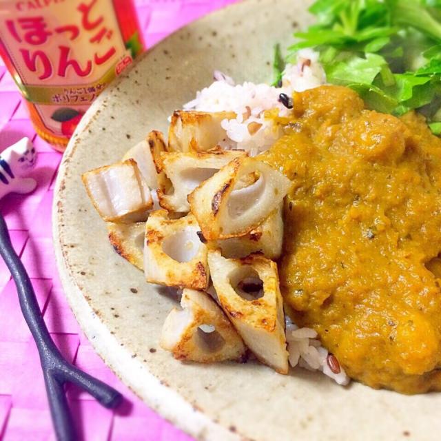 ほっとりんごで 人参と生姜 ひよこ豆 焼き蓮根のカレー/angiee